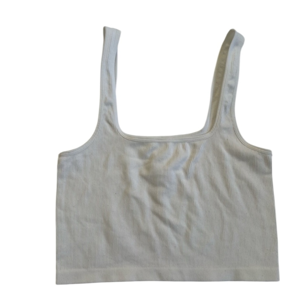 Bozzolo Classic Ribbed Tank Top Cropped Womens M /L White